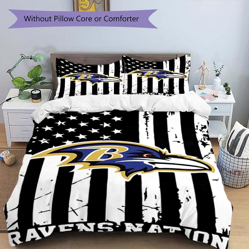 Ravens Nation Design Bett Bettwäsche Set 1 Bettbezug + 2 Kissenbezüge Weich Atmungsaktiv Haushalt Bettwäsche