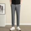 Spring and Summer Ice Silk Thin Straight Casual Pants Non-ironing and Anti-wrinkle Trousers Casual Small Pants Men's Slim Pants Men's Tide