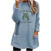 Autumn/Winter Women's European & American Printed Casual Loose Round Neck Long Sleeve Plush Hoodie with Pockets