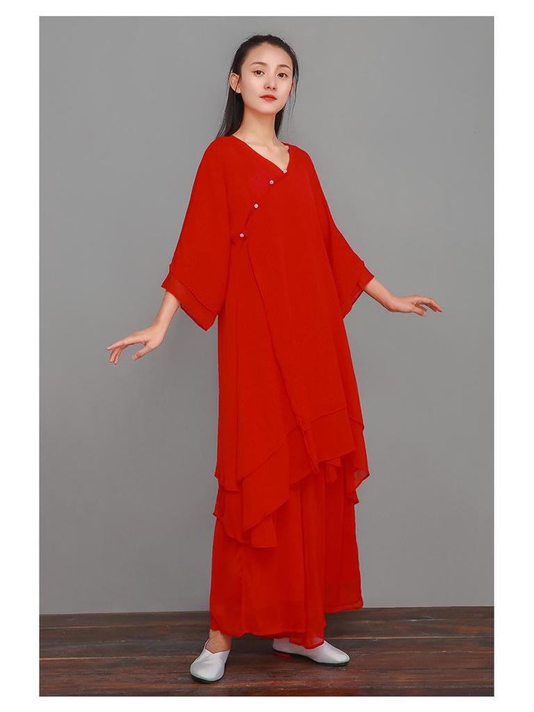 Women's Zen-Inspired Summer Hanfu Skirt - Retro Chinese Style