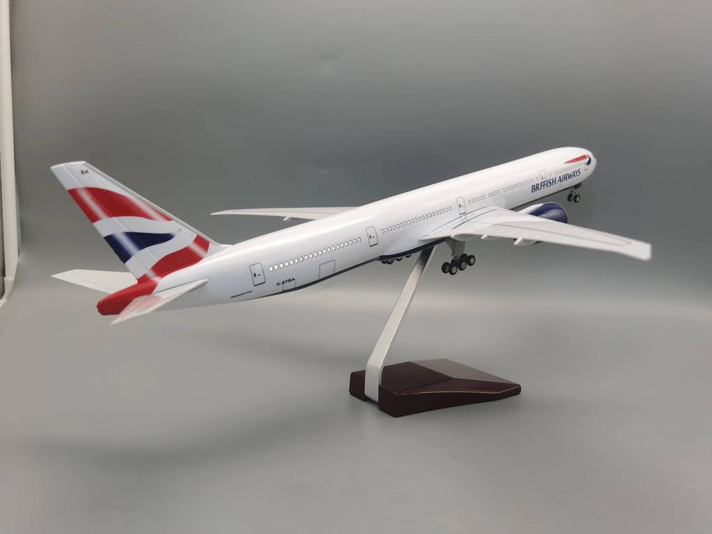 47CM 1/157 Scale B777 BRITISH Airways Airlines777 Model Plane With Lights& Wheels Base Diecast Resin Airplane Home Display Colle