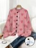 Spring Digital Print Cardigan: Valentine's Day Loose Knit Women's Fashion Top