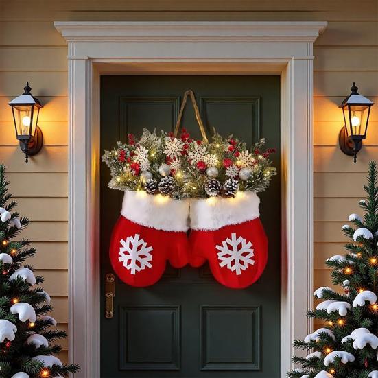 Christmas Decoration LED Light Decor Wall Mounted Christmas Gloves Festive Atmosphere Party Holiday Pendant