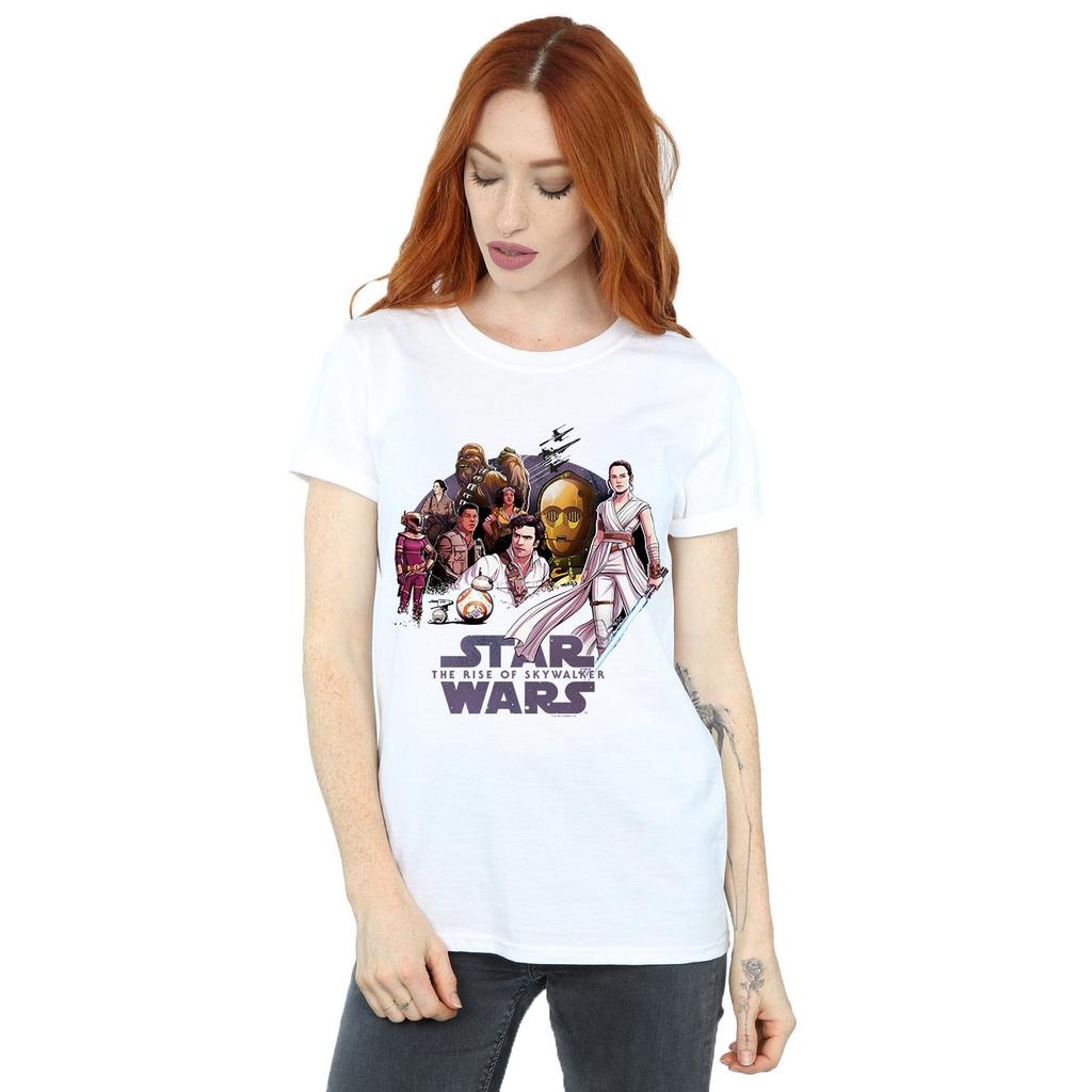 Star Wars The Rise Of Skywalker Womens/Ladies Resistance Rendered Group Cotton Boyfriend T-Shirt