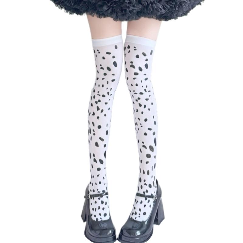 Dot Design Thin Stretch Over Knee Socks Lightweight Summer Wear Elastic Nylon Thigh High Stockings For Ladies
