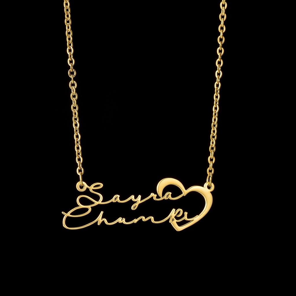 Atoztide Custom 2 Name Necklace for Women Personalized Heart Stainless Steel Jewelry Nameplate Choker Chain Birthday Gift