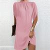 Women’s Loose Fit Batwing Sleeve Crew Neck Dress Soft Fabric Relaxed Silhouette Casual Style Above Knee Length Comfortable