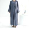 New Middle East Dubai Solid Cardigan Robe Dress Ethnic Style Solid Color Dress