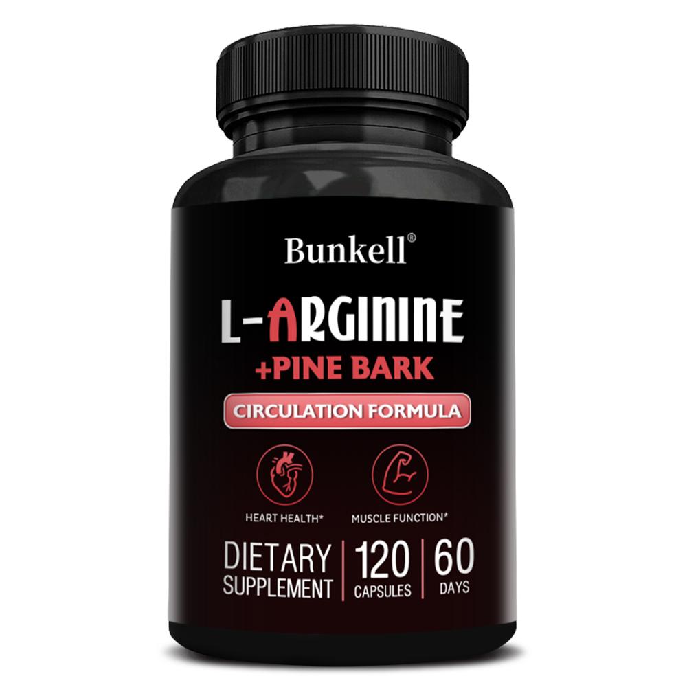 

L-Arginine Hcl Dietary Supplement, With French Pine Bark Extract, 120 Capsules Per Bottle 120 Capsules