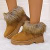 Fashion Fashion Faux Fur Snow Boots 2025 Winter Warm Short Plush High Heel Women's Ankle Boots Thick Platform Wedge Heel Shoes Woman