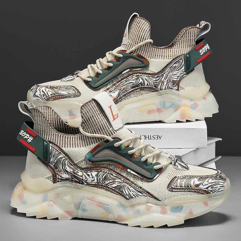 Mens Sports Shoes Are Breathable Autumn Elastic Fashionable Running Shoes and Popular Lightweight Anti Slip Training Shoes