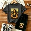 Muscular Woman Printed 15 Colors Outdoor Street men's T-shirt and Shorts 2 Piece Set Summer Home Casual Outfit Men and Women's Sports Set