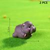 2Pcs Desktop Decoration  Simulated Pigmy Hippopotamus Eye-Catching Action Figure Trendy Ornament Cute Figurine