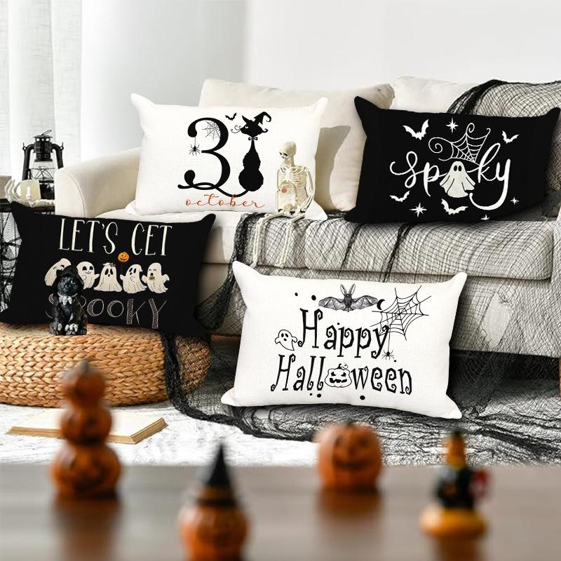 Halloween Waist Pillowcase Festive Atmosphere Decorate Living Room Sofa Pillowcase Polyester Printed Cushion Cover