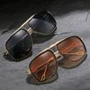 Vintage-inspired Large Frame Sunglasses for Men & Women-double Bar Copper Alloy Dark Lenses Classic Street Fashion Style