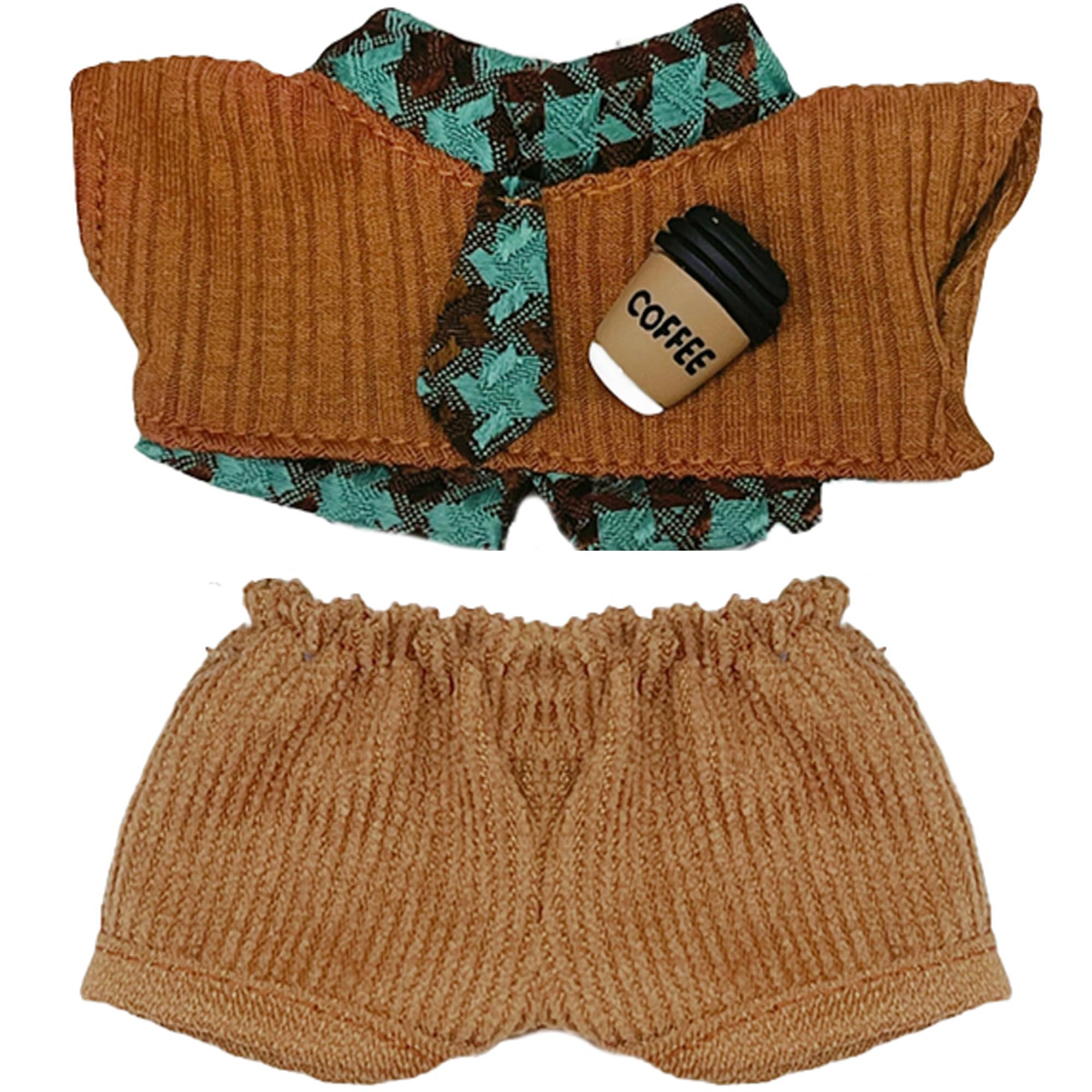 G Triger Tie-Attached Shirt and Pants Set 10cm Brown