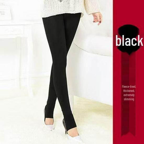 Women's Brushed Fleece Velvet Pantyhose: Autumn/Winter, Foot-Covering, 100g Thin Velvet Cropped Pants