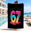 Energy Number 67 Design Beach Towel, Quick-drying, Easy to Care for, Suitable for Both Fitness and Beach Vacations,Sports Essential