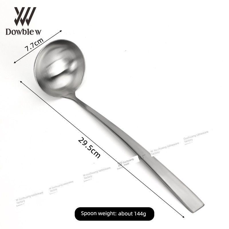 Dowblew Soup Spoon Large Household Soup Ladle Oil-Resistant Stainless Steel Spoon for Eating and Serving Soup Wholesale Stainless Steel Spoon-001