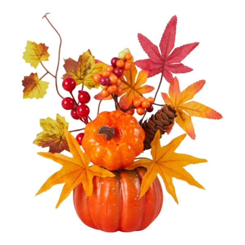 Quick Setups Fall Festival Foam Pumpkins Decoration Realistic Maples Design Safe For Kids Pet Homes Party Decors