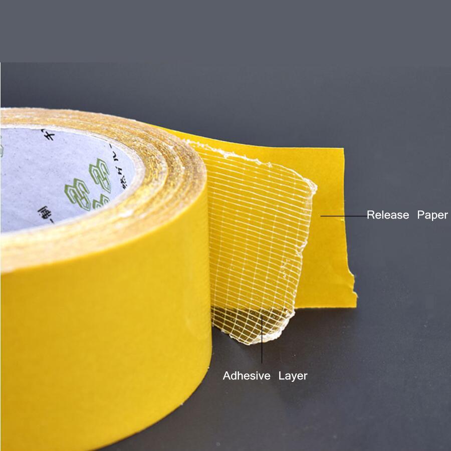 1Roll 20M Double Sided Tape High Viscosity Grid Fiber Transparent Double Sided Tape Sticky Adhesive Fiber Mesh Tape HMM