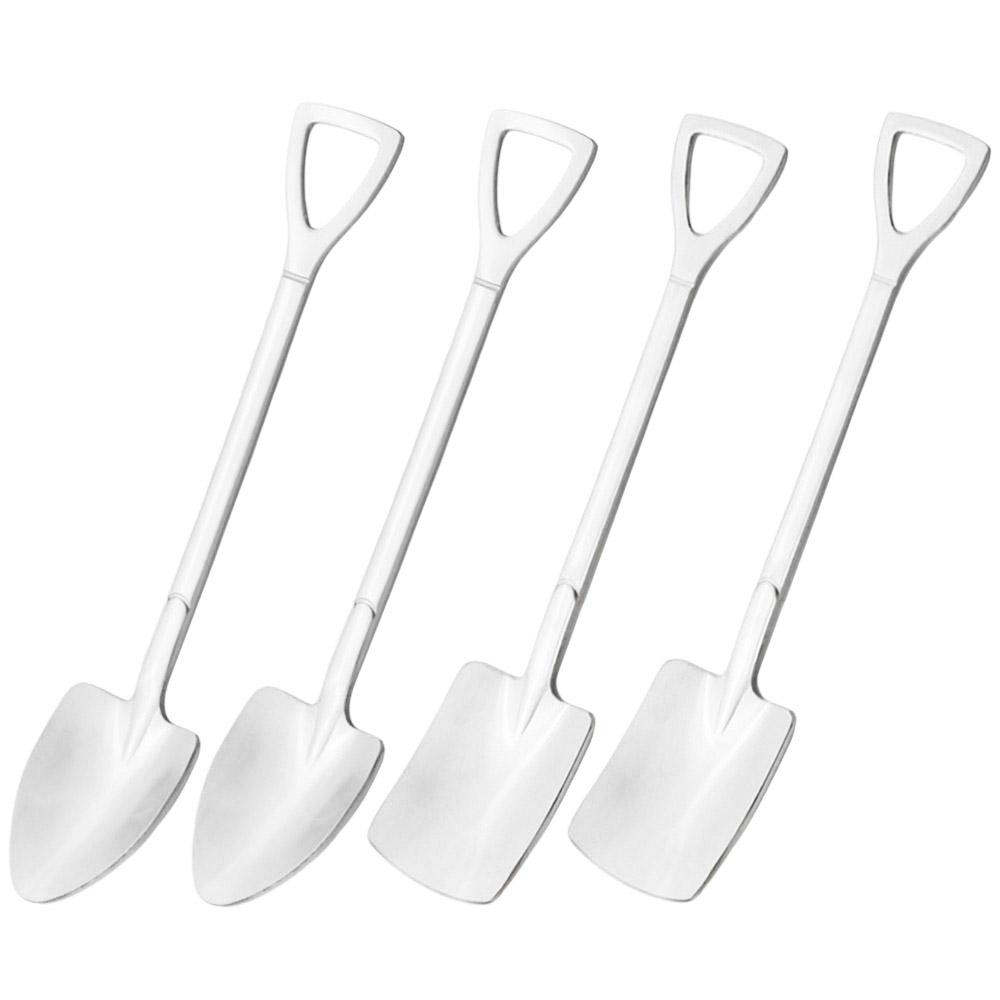 Rainbow Stainless Steel Shovel Spoon Set Ice Cream Stirring Spoon Tool Creative Teaspoon Dessert Coffee Spoon Party Cutlery Set