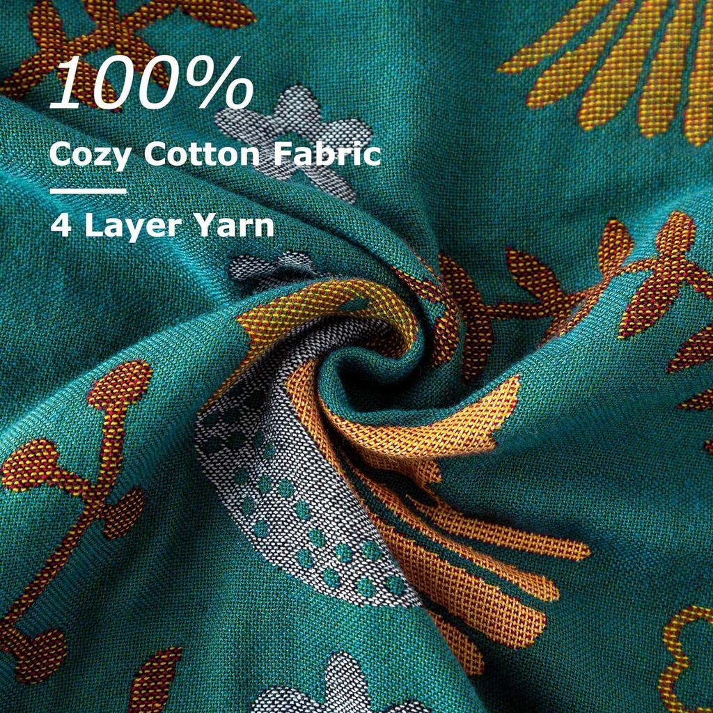 Boho Throw Blanket for Bed, 100% Cotton Ultra Soft Quilt Blanket Bird Floral Printed Large Bed Blankets,All Season Rustic Throw for Sofa Couch Chair