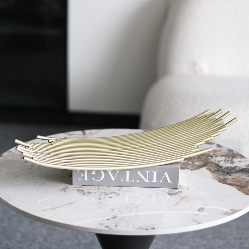 Modern Minimalist Tray Irregular Bamboo Row Fruit Plate European Style Light Luxury Model Room Soft Decoration Decoration Home