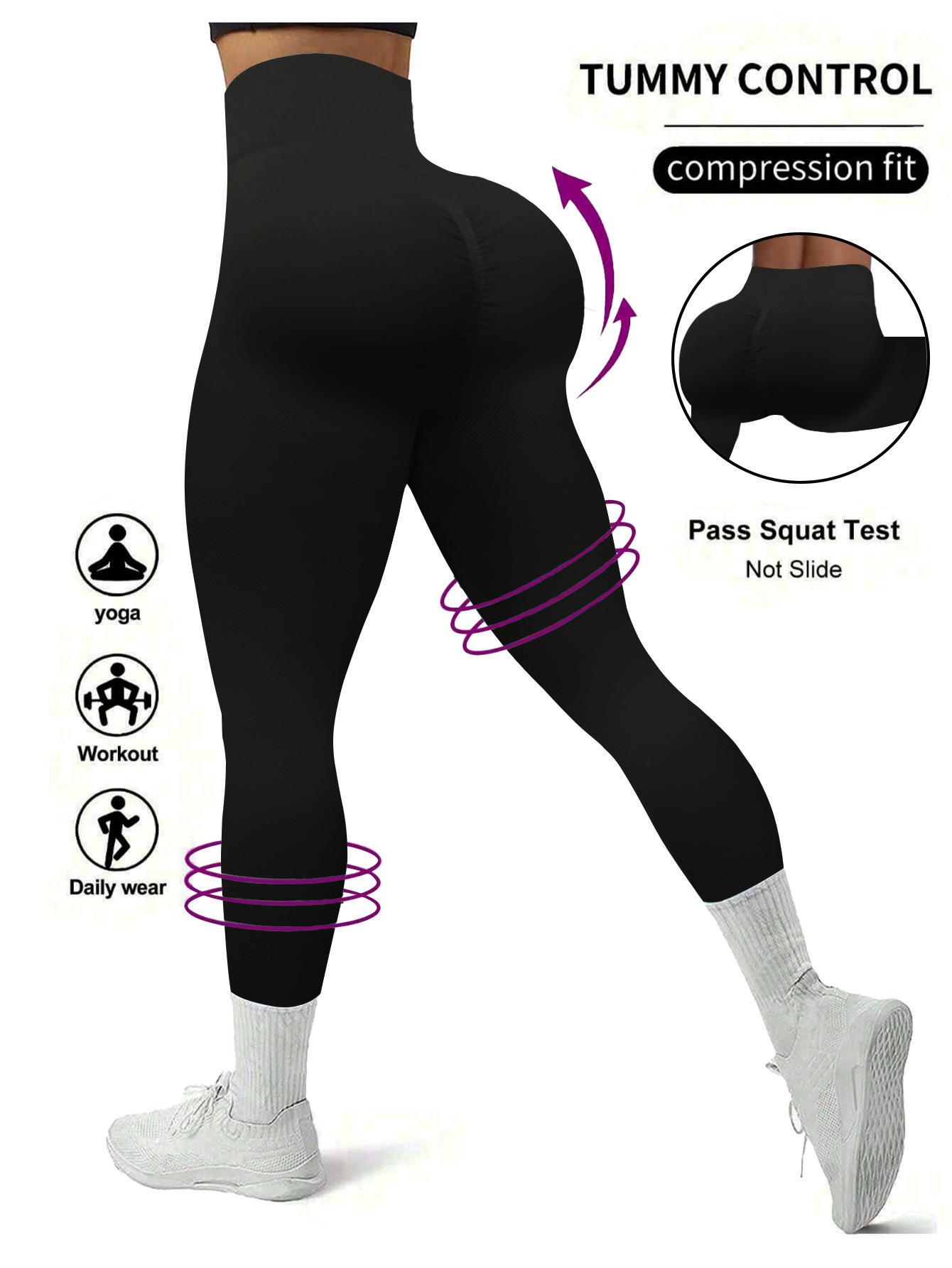 Women s High-Waisted Butt-Lifting Yoga Pants, European Style Seamless Compression Leggings