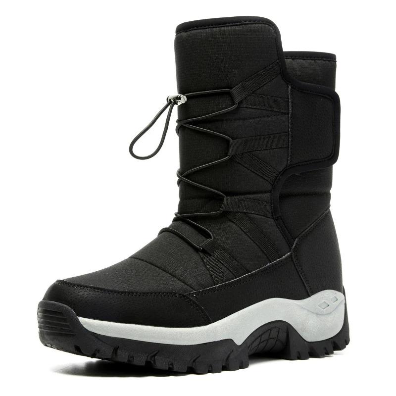 Male Fur Warm Shoes Plush Winter Plus Fleece Cotton Boots for Men New Leather Waterproof Snow Boots Men Outdoor High-top Shoes