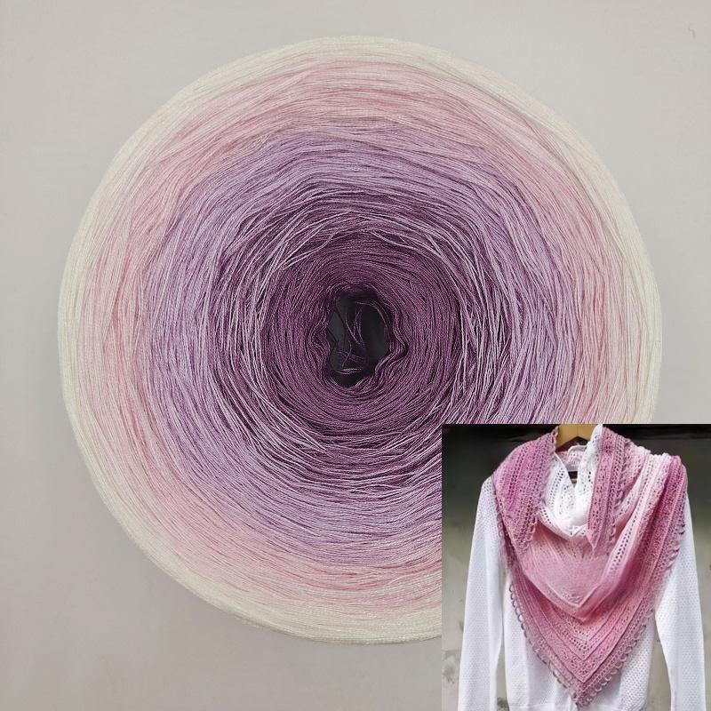 300g Mercerized Cotton Yarn Gradient Color Long Section Dyed Hand Wound Mixed Strand Cake Thread DIY Hand Knitted Shawl Scarf