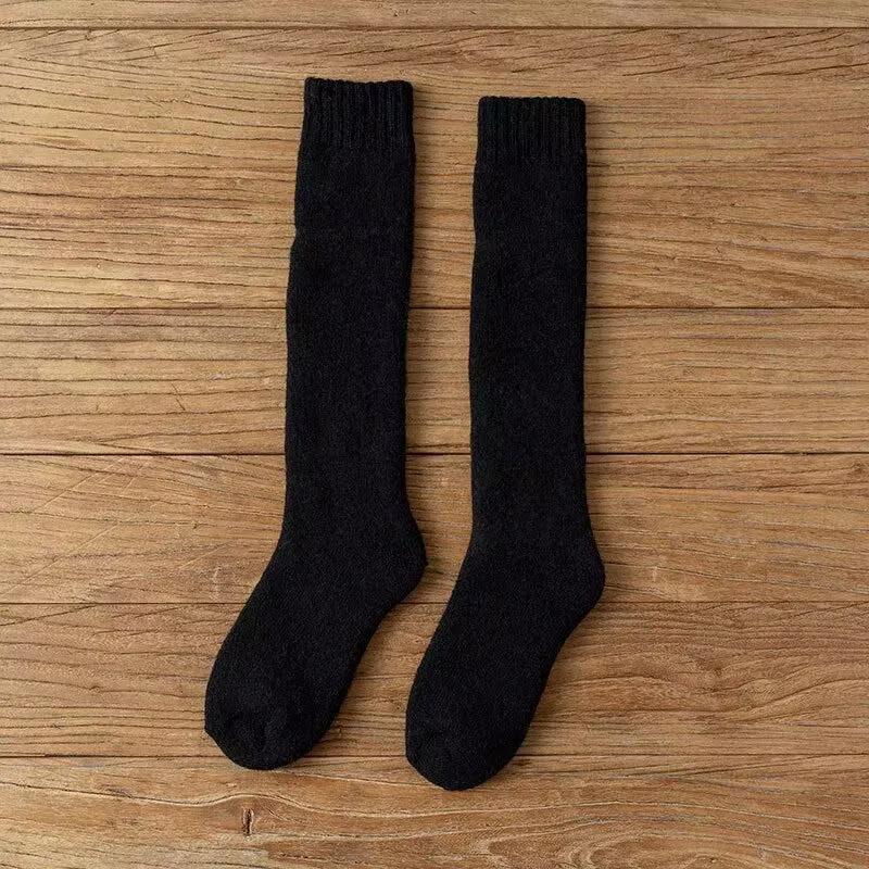 1 Pair Winter Thick Warm Knee-High Men'S Wool Socks Men'S Merino Calf Socks Casual Cashmere Terry Socks Fashion Stockings Men