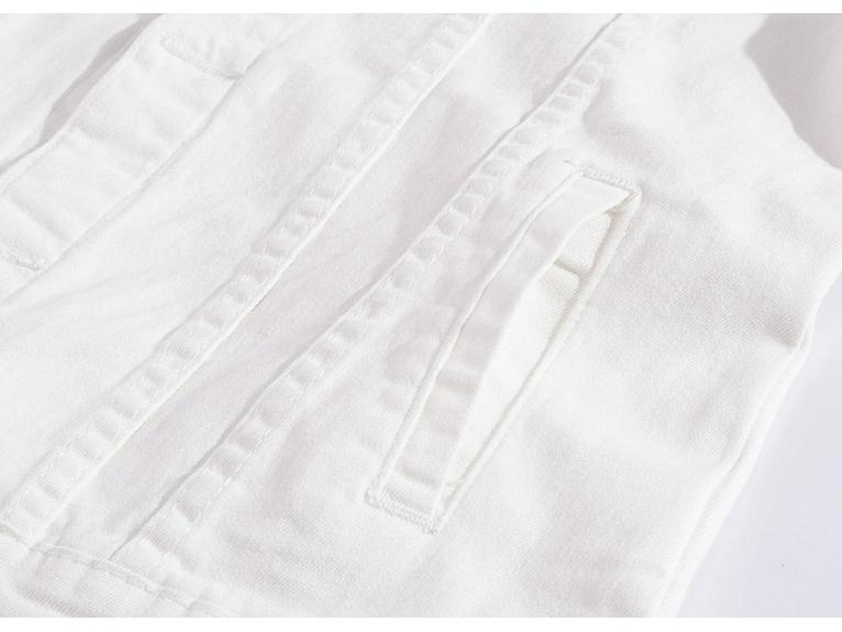 Men's Slim Fit White Washed Denim Jacket - Trendy Korean Style Long Sleeve Outerwear