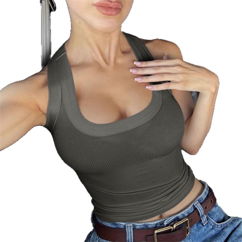 Damen Uni Vielseitiges Neckholder T-Shirt Lässiges Ärmelloses Top