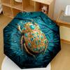 Golden Beetle Artwork Compact Travel Automatic Umbrella With 8Rib Durable Plastic Iron Allseason Use Elegant Umbrella Perfect Gift For Valentine'S