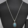Halskjede i solid 925 sterlingsølv, edelsten, naturlig Larimar-kjede, gave til henne, Boho-smykker, sølvsmykker, bryllupskjede