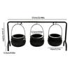 3 Pcs Witches Cauldron Serving Bowls on Rack Halloween Party Decorations Hanging Black Cauldron Bowls for Kitchen