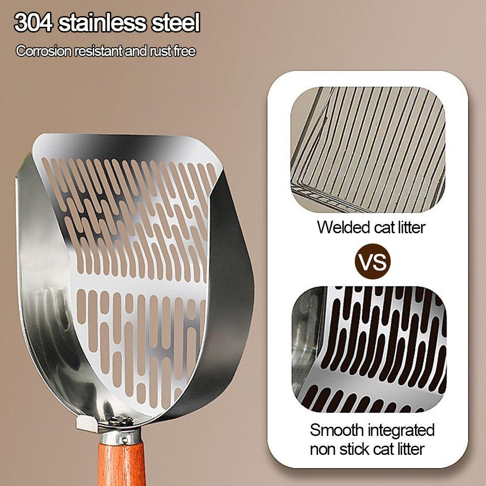 Anti-slip Cat Litter Shovel with Wooden Handle Cat Poop Cleaning Tools Pet Cleaning Tools