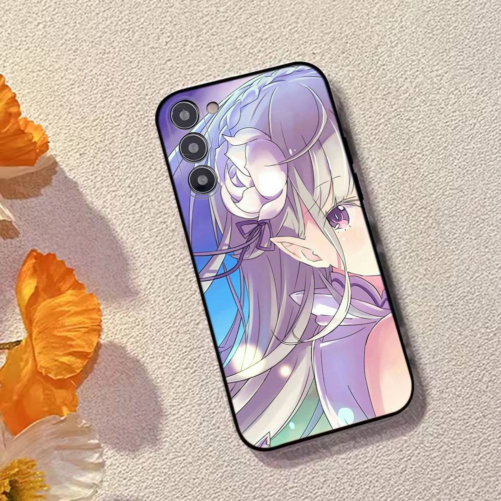 Anime Cute Girl RE:Zero Emilia Phone Case For Samsung Galaxy A73,A72,A71,A70,A53,A52,A51,Soft Silicone Black Cover