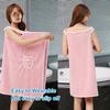 1pc Wearable Bath Towel, Cute Bow Soft Shower Skirt For Women, Adjustable Bath Robe With Pocket For Home And Travel