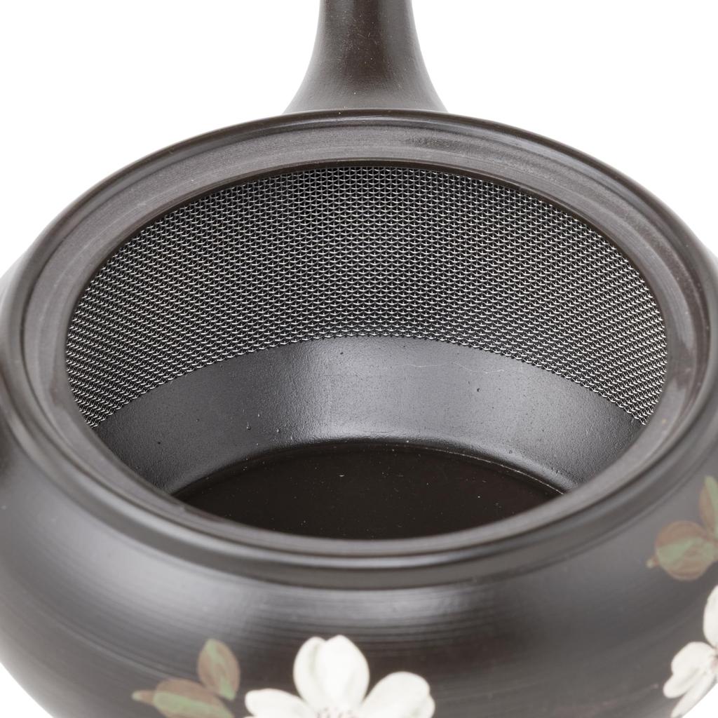 White Cherry with a Mesh for Roasted Green and Brown Rice Made In Tk011 Tokoname-yaki Teapot, Takeharu, Blossom, 300ml, Sash, Deep-steamed Tea, Tea,