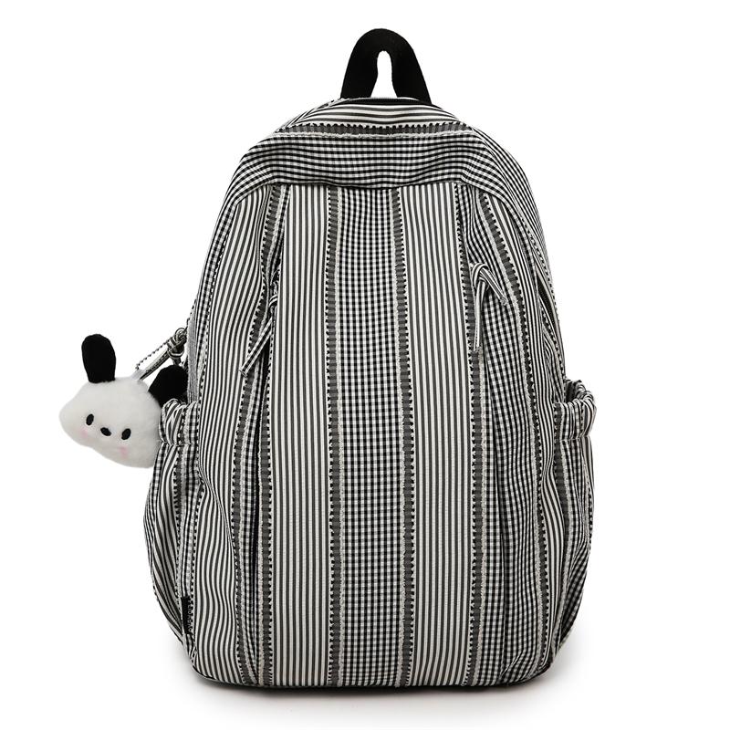 Large Capacity Women's Backpack Striped Student Schoolbag
