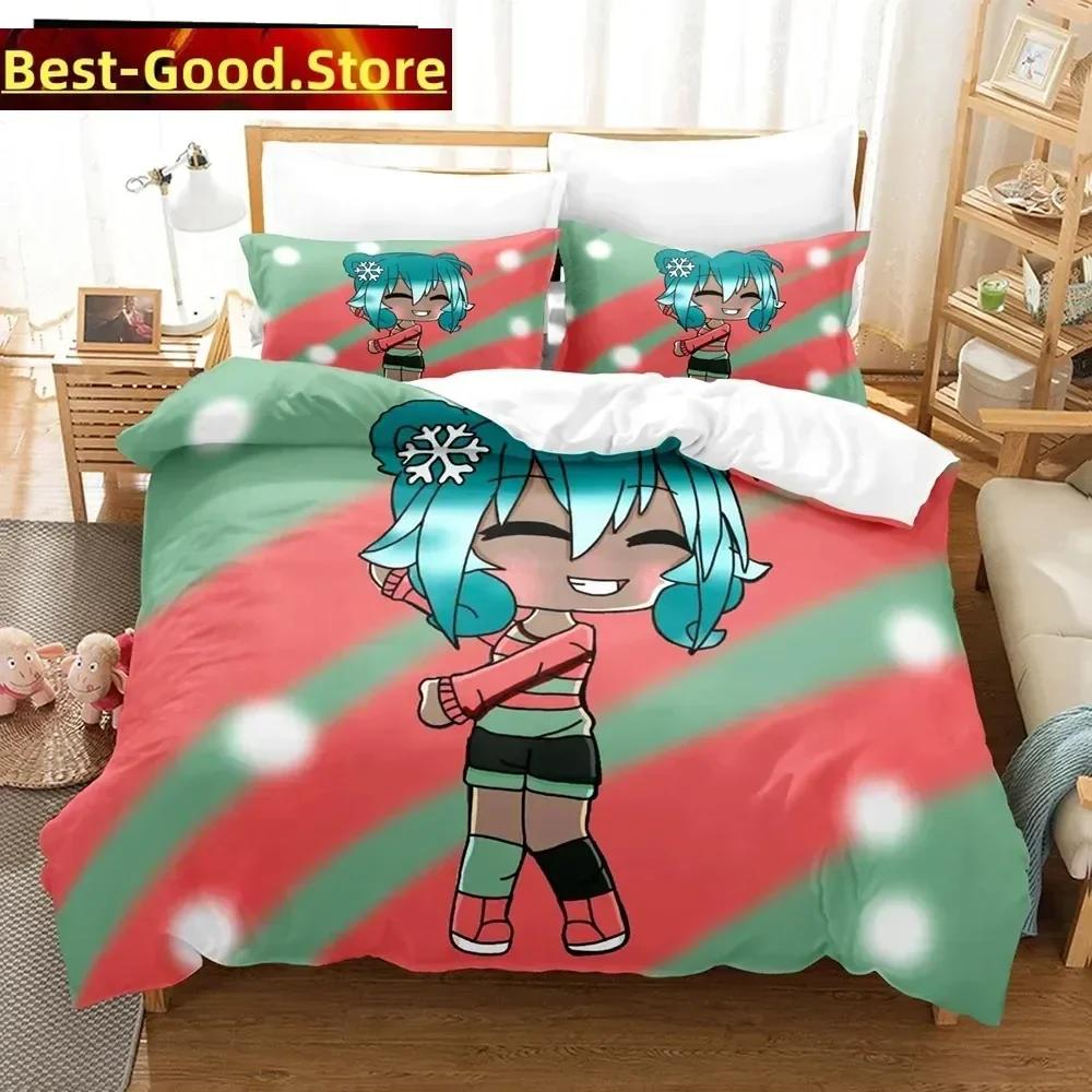 3D Anime Gacha Girl Povlečení s povlakem na polštář Potah na přikrývku Měkké Jednolůžko Dvojlůžko Queen Super King Velikost Domácí textil