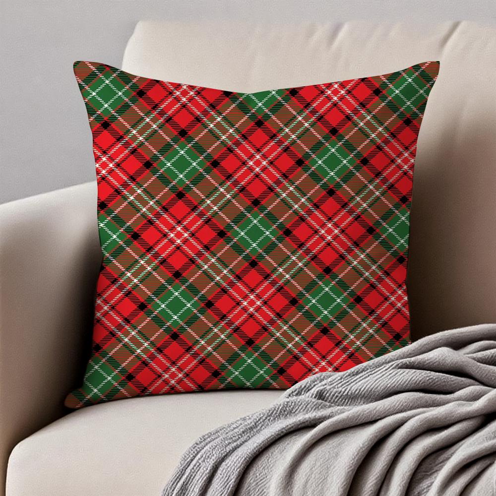 Christmas Reindeer Cushion Cover Pillowcase Antidustmite Invisible Zipper Short Plush Sofa Cushion