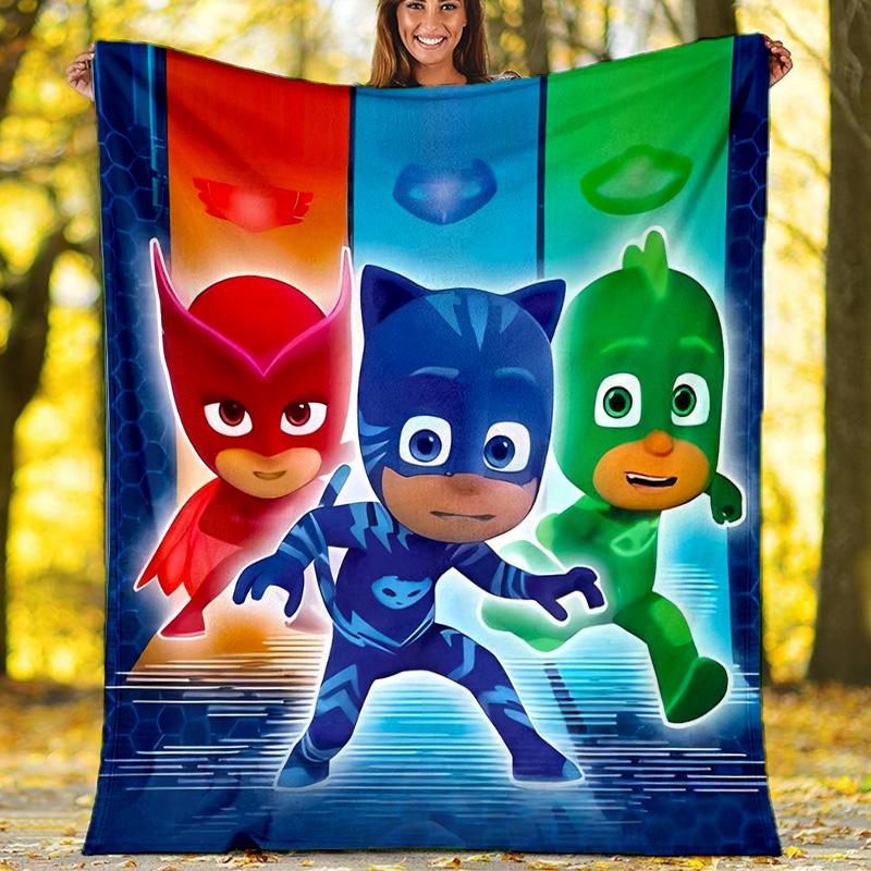 1pc PJ Marks1 Theme Blanket - Digital Print, Polyester, Cozy for All Seasons, Perfect for Outdoor, Camping, and Travel