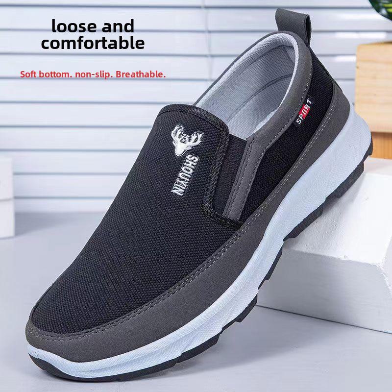 

Чоловіче нековзке зносостійке взуття для прогулянок на м’якій підошві – зручне, дихаюче, повсякденне весняно-осіннє взуття 45 чорний