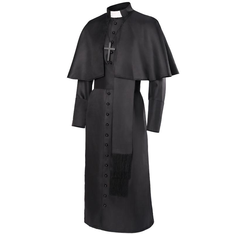 Medieval Priest Costume: Solid Color Clergy Robe & Cloak for Halloween & Christmas