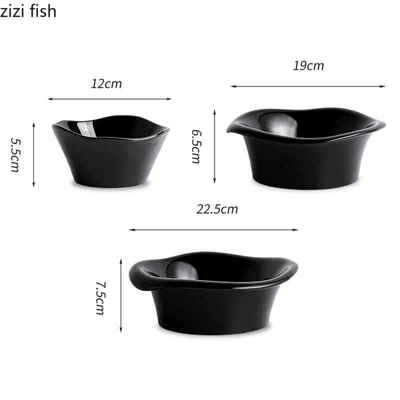 Solid Color Irregular Edge Ceramic Bowl Soup Bowl Salad Bowl Snack Fruit Bowls Noodle Bowls Restaurant Specialty Tableware