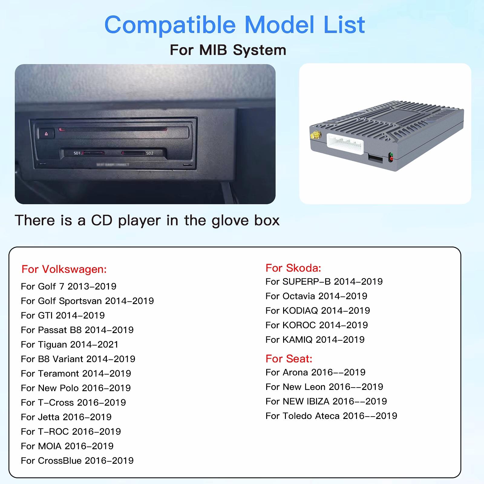 

ANYFAR 2025 New Wireless Carplay Android Auto For VW MIBI MIB 2 System Volkswagen SEAT Leon Ateca Tarrac Support Camera