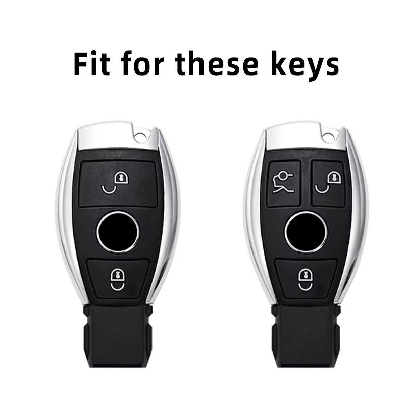 2 3 Button Zinc Alloy Leather Car Key Cover, For Mercedes-Benz A B C E R Class Gls Gla Glk Glc Cls Cla W204 W205 W212 W463 W176